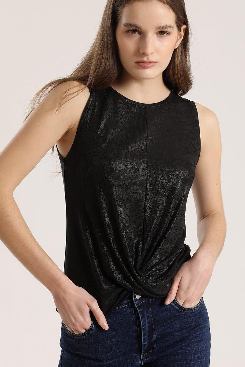 Top folia mujer Liola negro-0