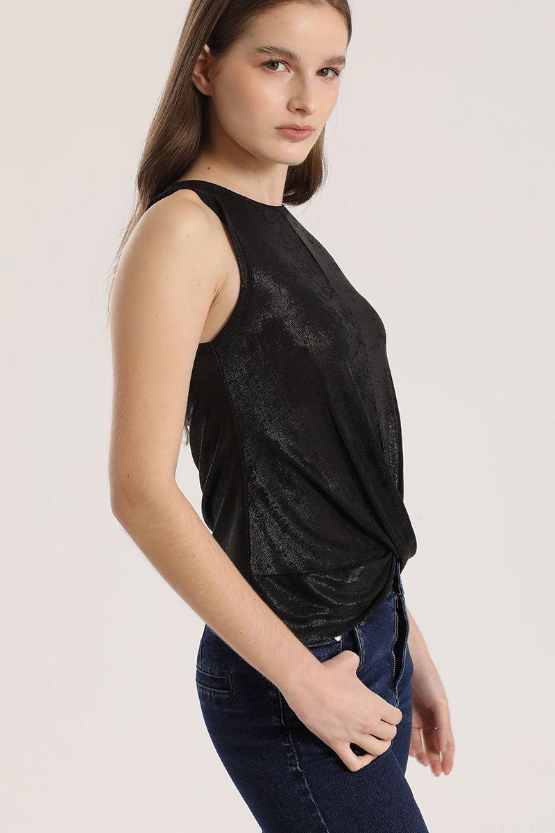 Top folia mujer Liola negro-2