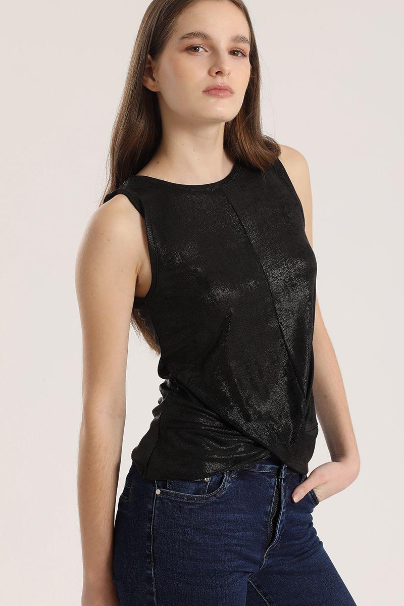 Top folia mujer Liola negro-3
