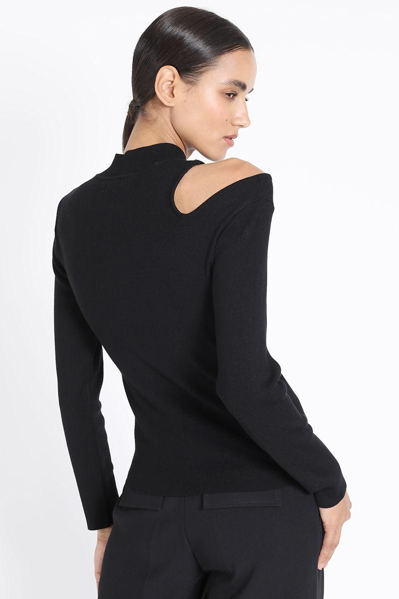 Tejido Punto Abertura Un Hombro, Negro Liola-5