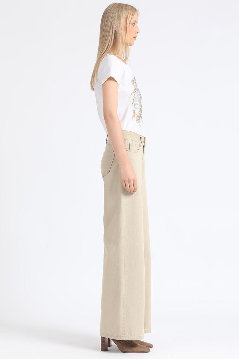 Pantalon Palazzo Tiro Alto, Procesado, Beige Liola-2