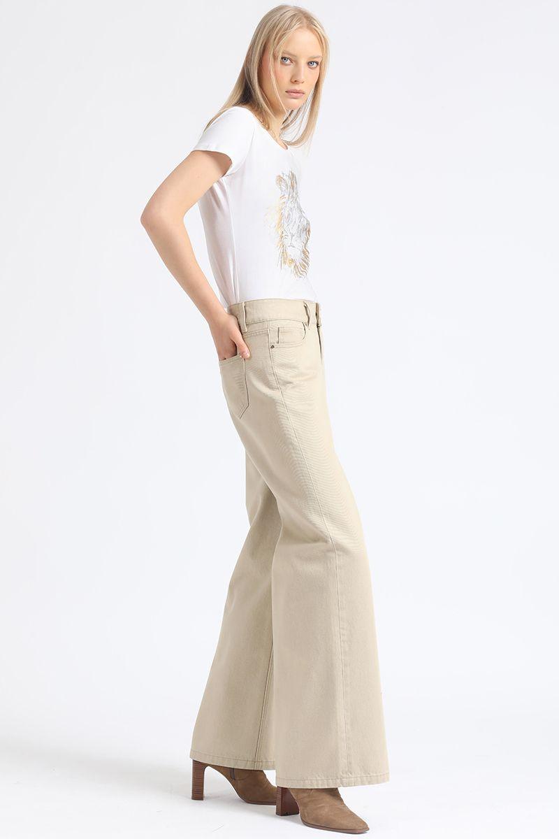 Pantalon Palazzo Tiro Alto, Procesado, Beige Liola-4