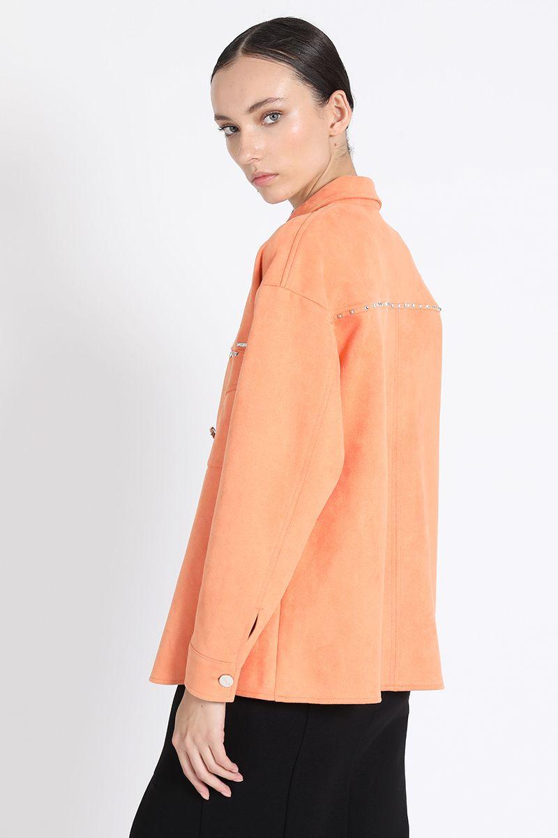 Sobrecamisa Efecto Gamuza Con Remaches, Naranjo Liola-4