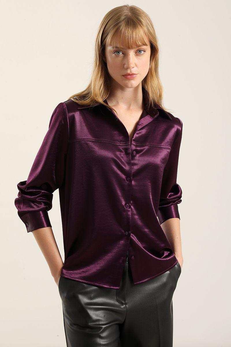 Blusa Semirecta Satin. Ciruela Liola-0