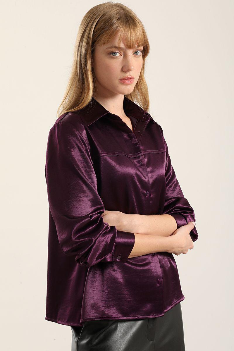 Blusa Semirecta Satin. Ciruela Liola-3
