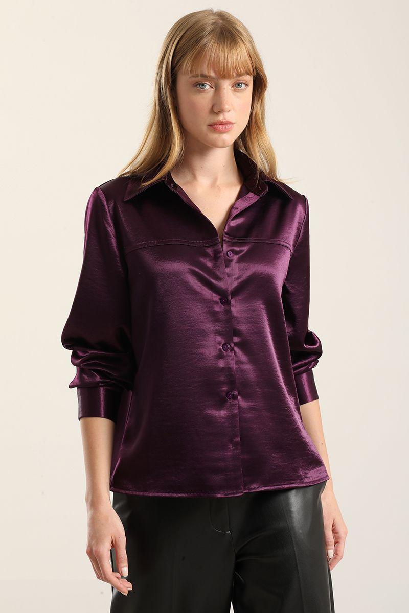 Blusa Semirecta Satin. Ciruela Liola-4