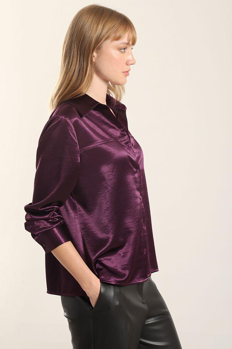 Blusa Semirecta Satin. Ciruela Liola-5