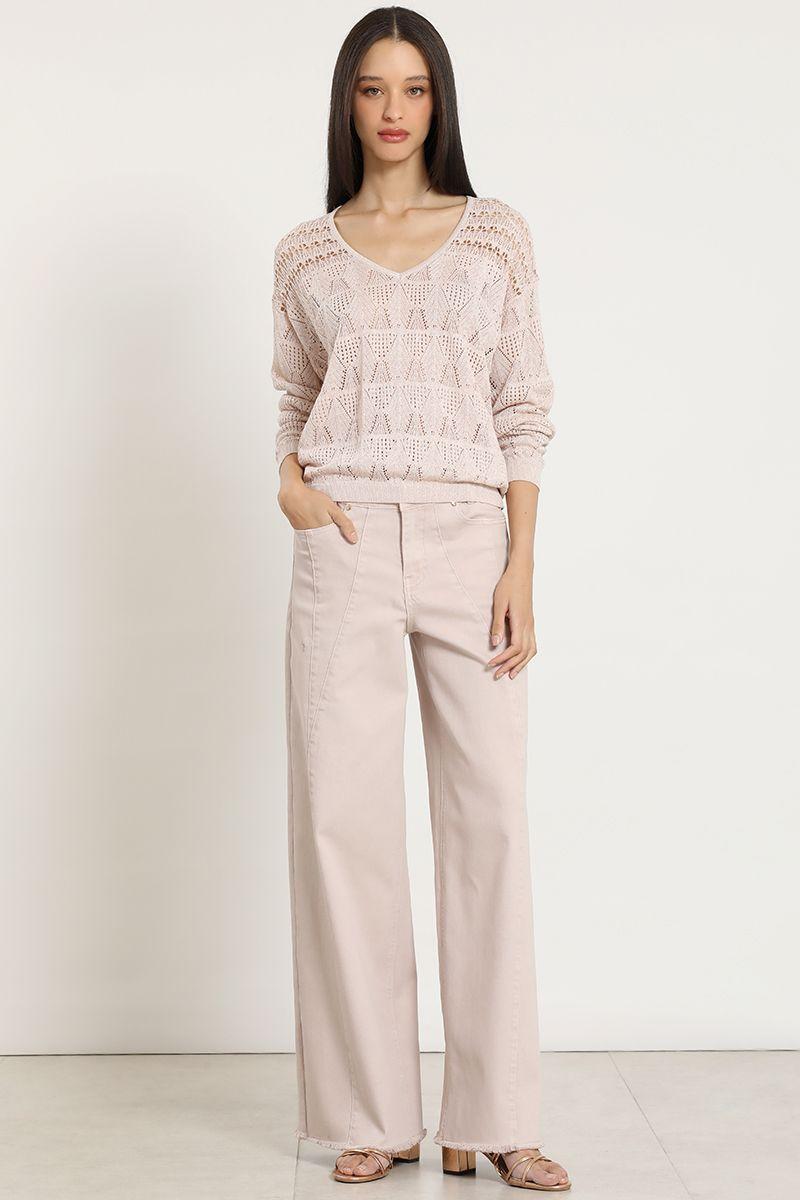 Sweater punto, fantasia transparente, rosa Liola-3
