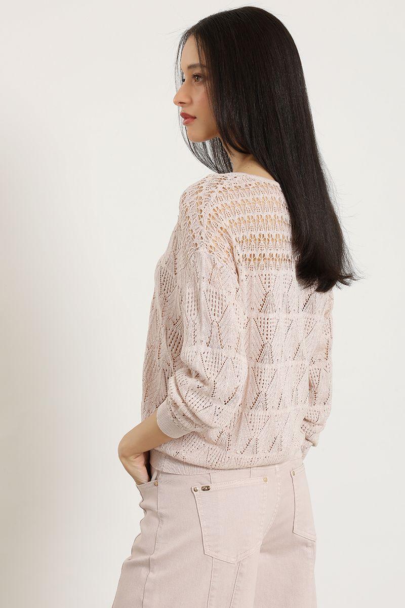 Sweater punto, fantasia transparente, rosa Liola-5