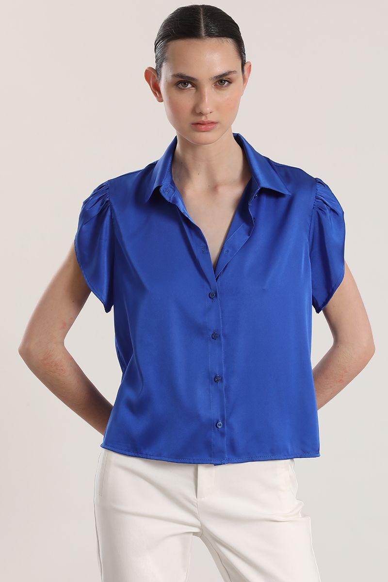 Blusa satin liola mujer azulino-0