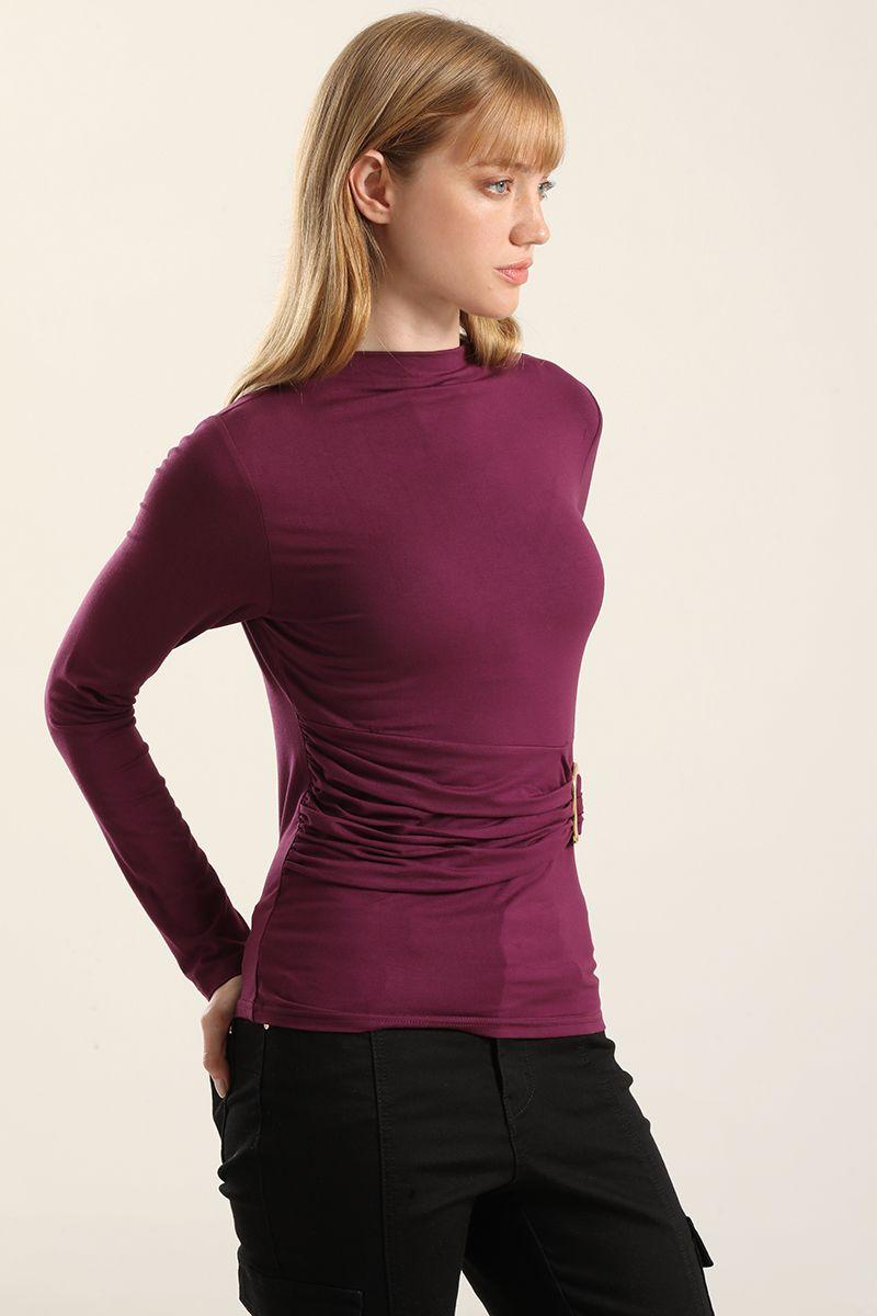 Top Herraje Metal, Con Drapeado, Burdeo  Liola-4