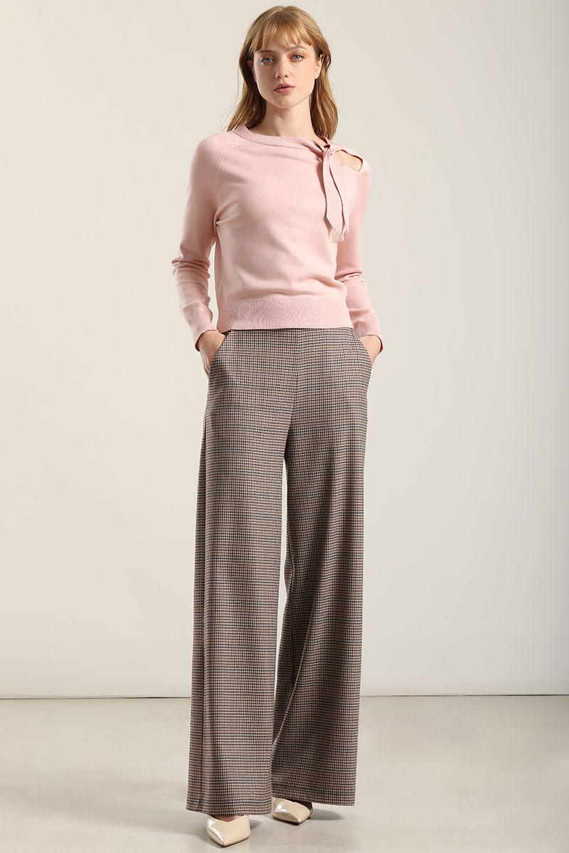 Pantalón ancho, tiro alto, beige Liola-0