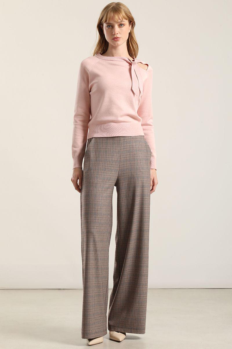 Pantalón ancho, tiro alto, beige Liola-4