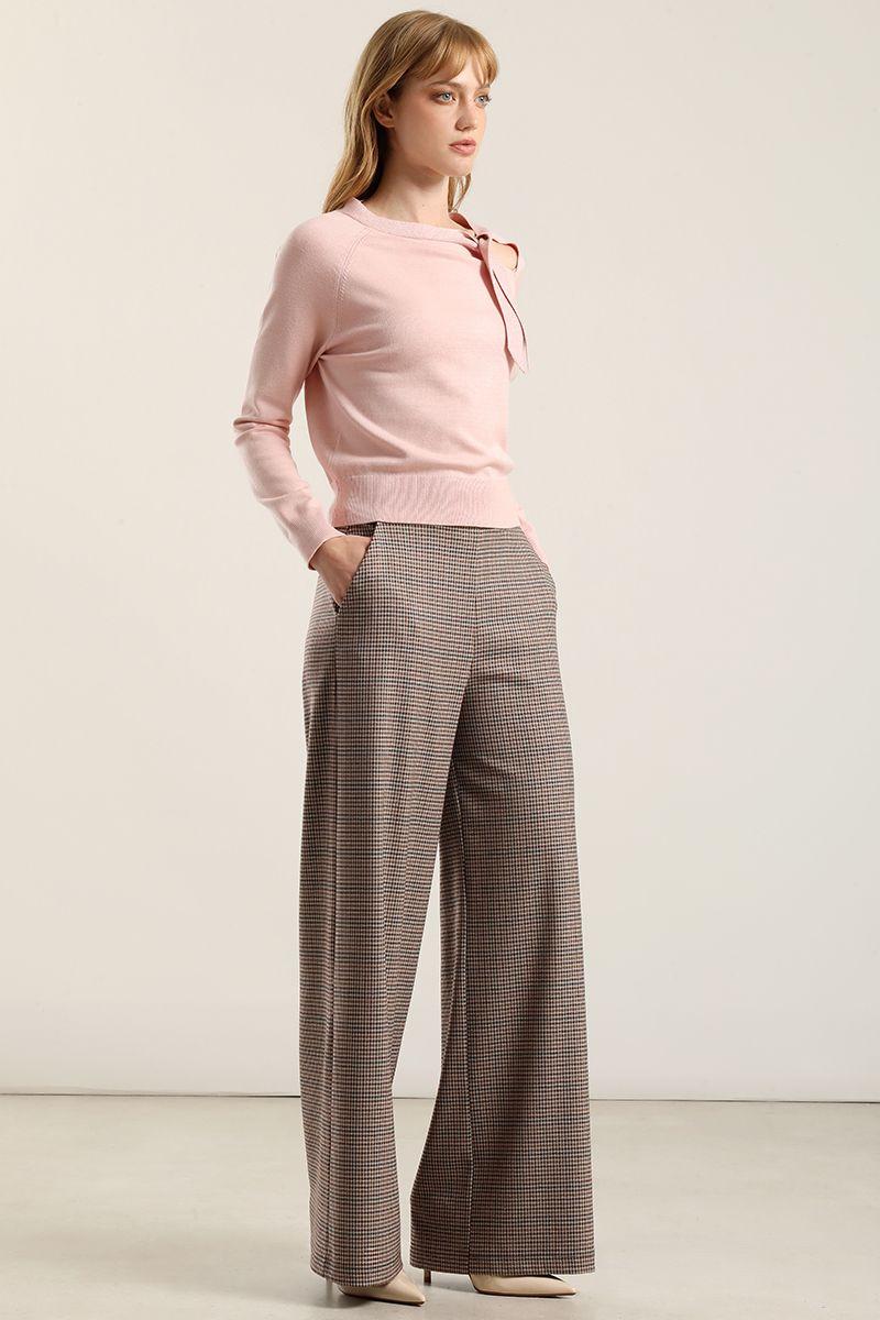 Pantalón ancho, tiro alto, beige Liola-5