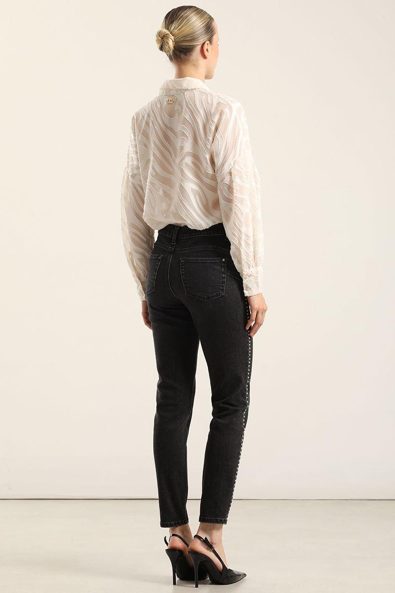 Jeans Skinny, Tiro Medio, Negro Liola-2