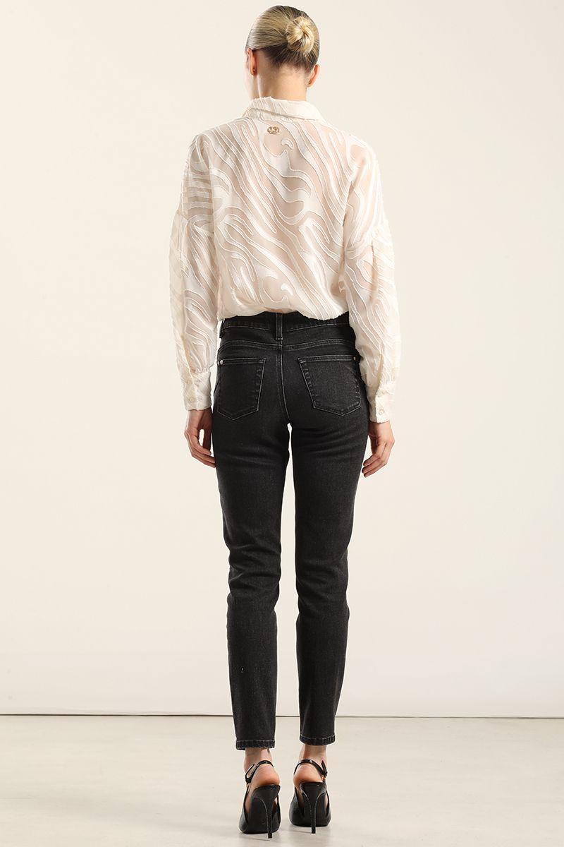 Jeans Skinny, Tiro Medio, Negro Liola-5