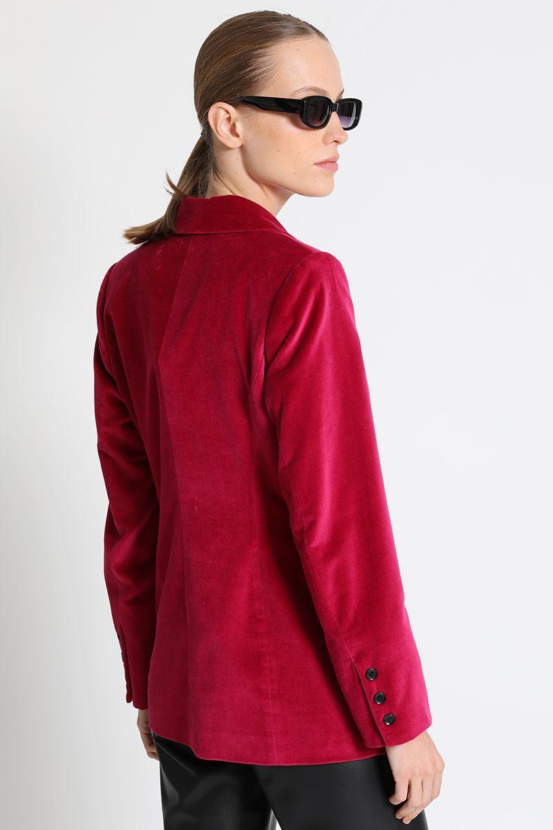 Blazer Entallado Terciopelo Fucsia Liola-4