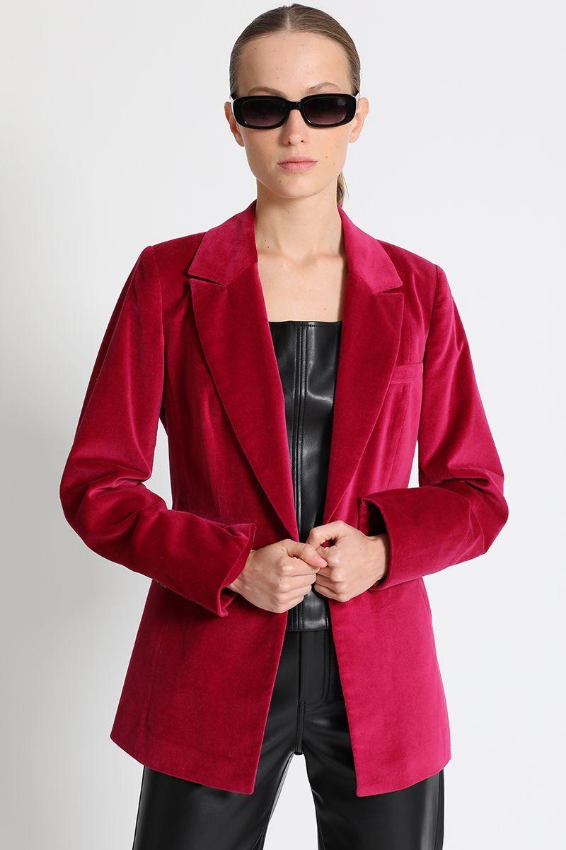 Blazer Entallado Terciopelo Fucsia Liola-1