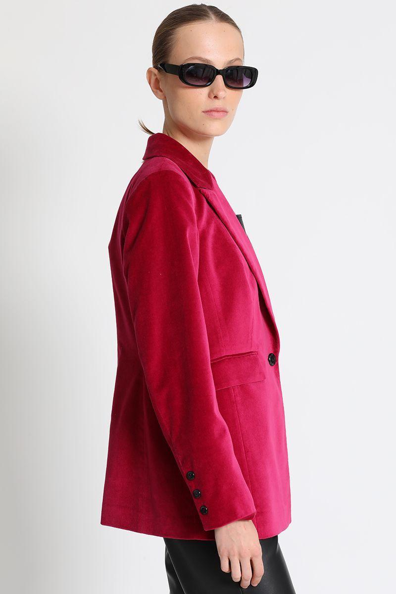 Blazer Entallado Terciopelo Fucsia Liola-3