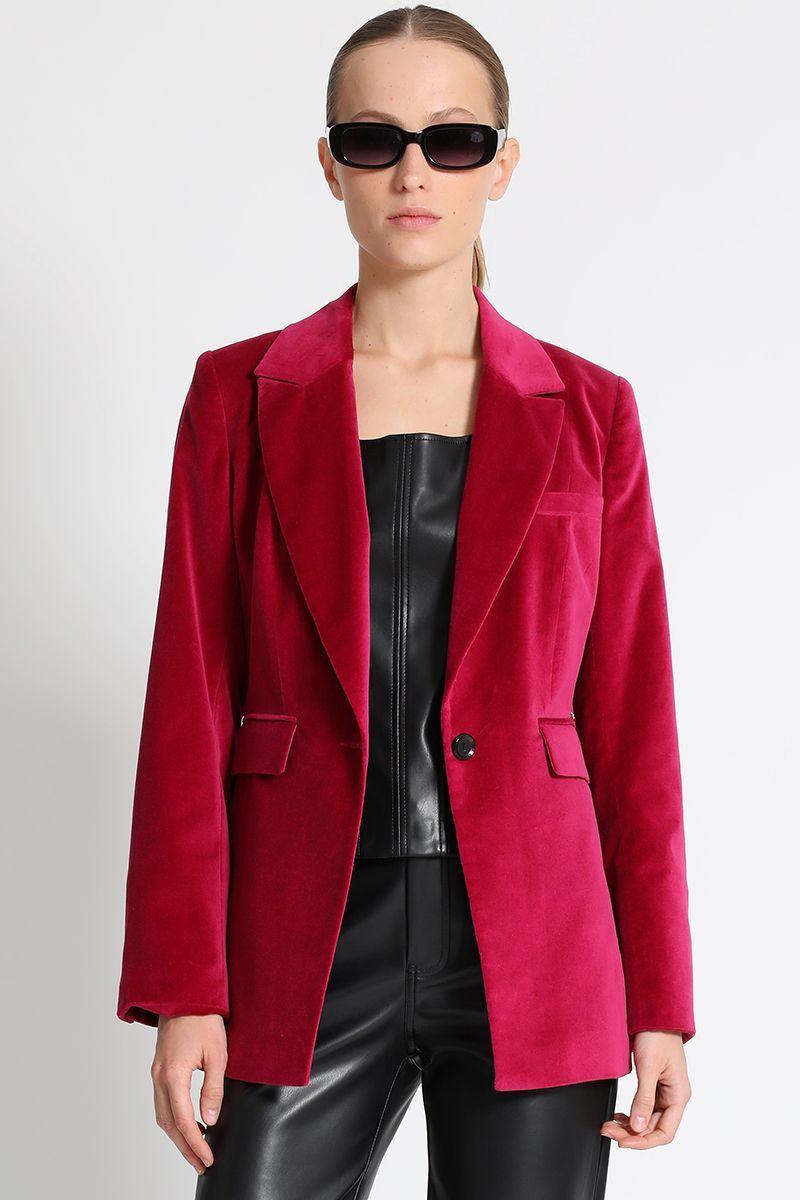 Blazer Entallado Terciopelo Fucsia Liola-2