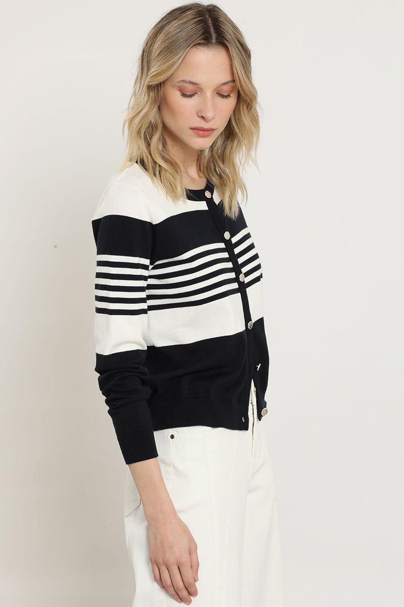 Cardigan punto rayas, azul Liola-2