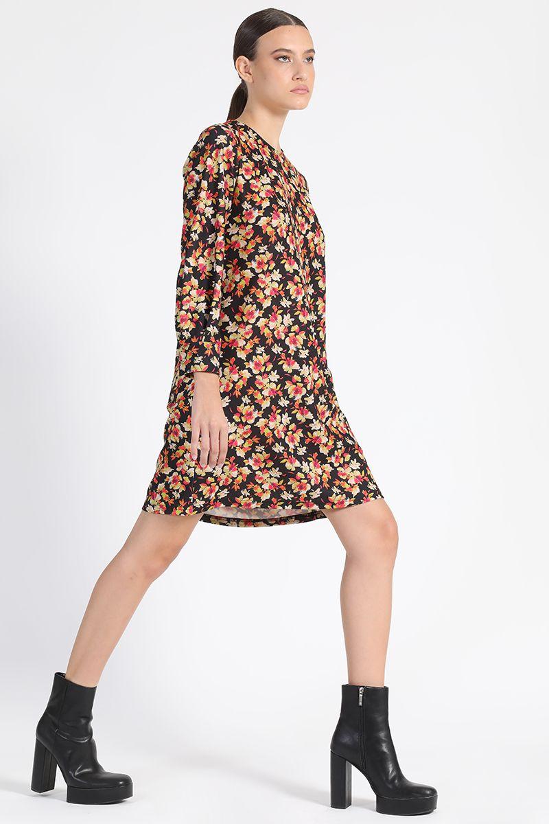 Vestido Rodilla Estampado Negro Liola-2