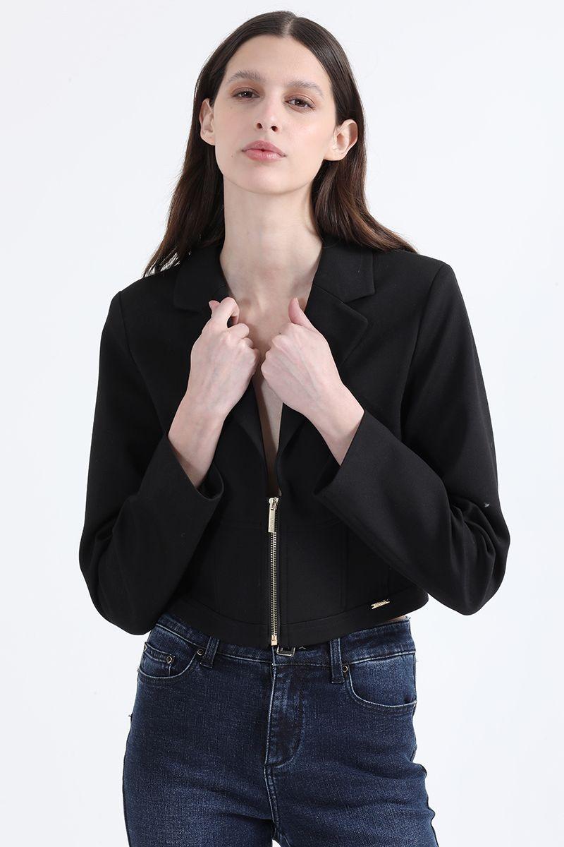 Blazer Cropped, Cortes Corse, Negro Liola-3