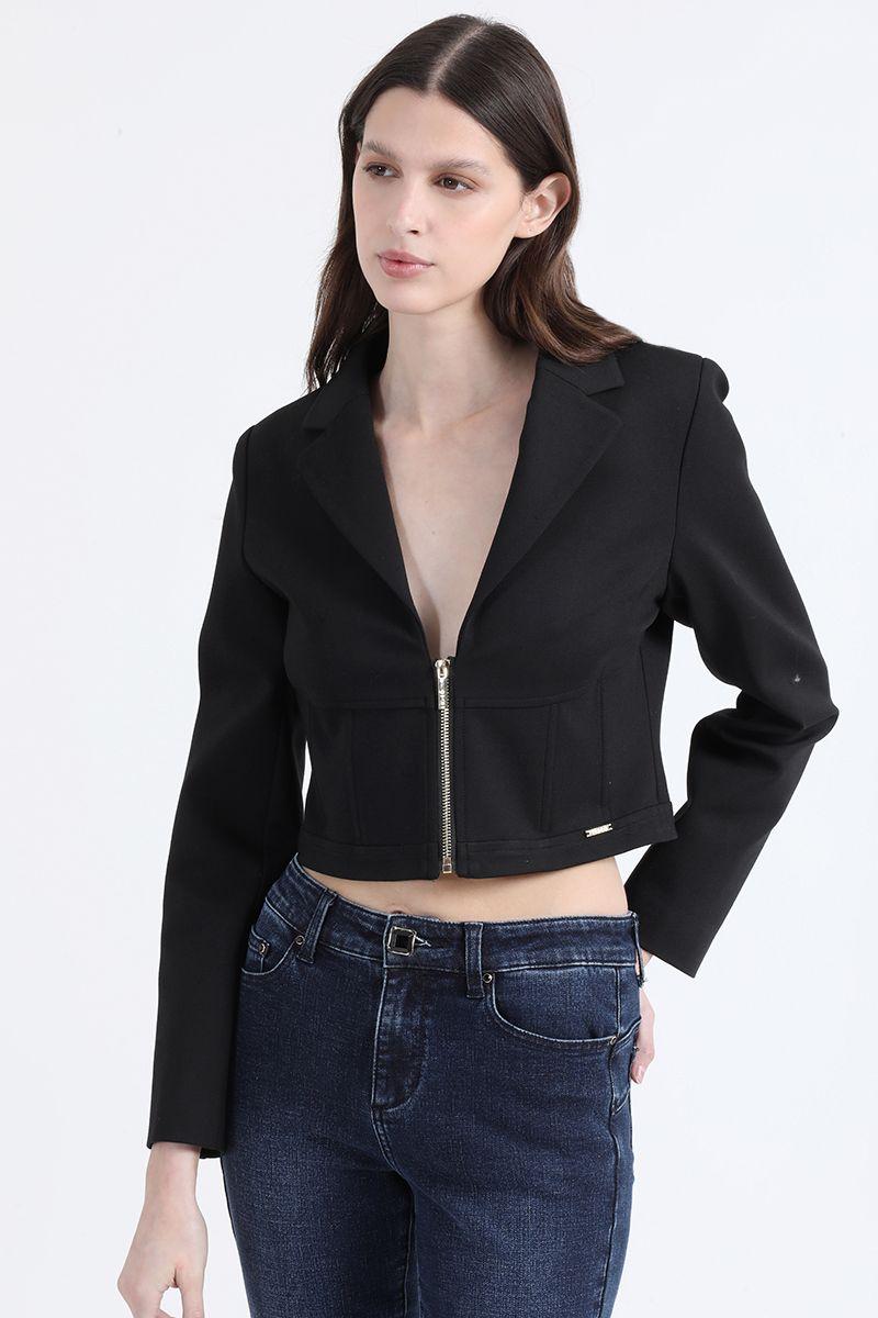 Blazer Cropped, Cortes Corse, Negro Liola-5