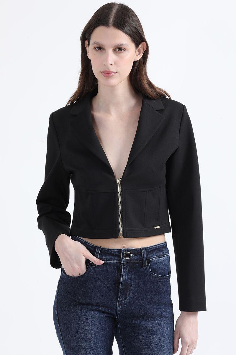 Blazer Cropped, Cortes Corse, Negro Liola-1