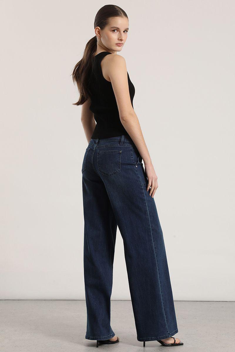 Jeans straight cargo Liola mujer azul-5
