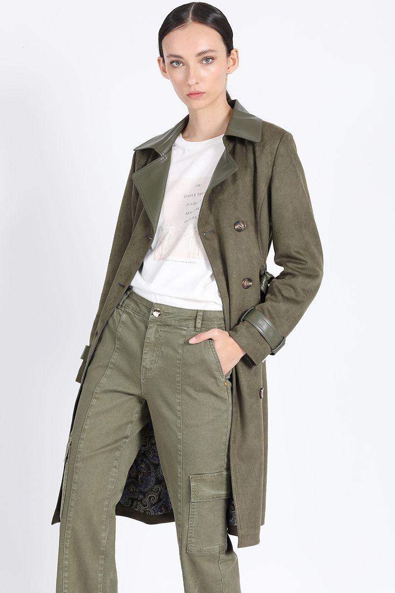 Pantalon Bootcut Cargo, Tiro Medio, Militar Liola-4