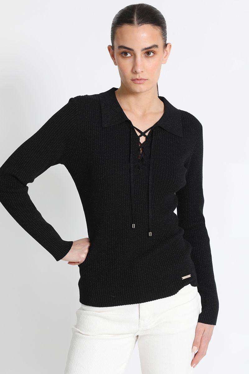 Jersey Tejido Lurex Negro Liola-1