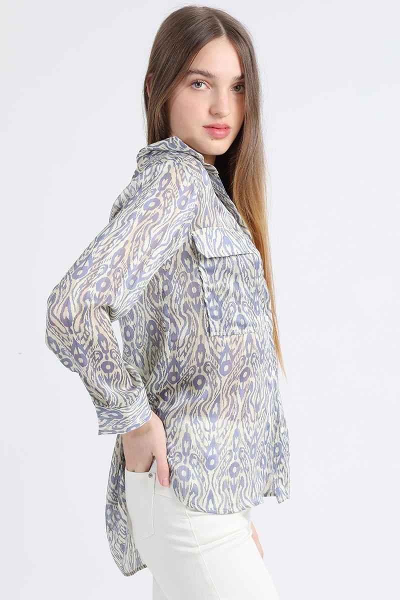Blusa Fantasia Lurex Estampado, Amarillo Liola-2