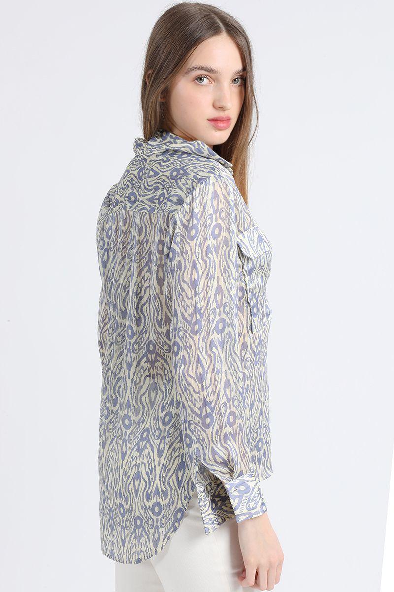 Blusa Fantasia Lurex Estampado, Amarillo Liola-3