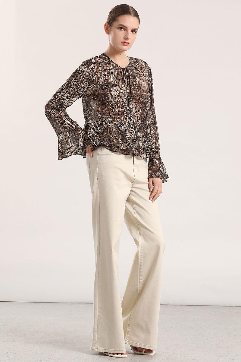 Blusa gasa estampado mujer Liola café-1