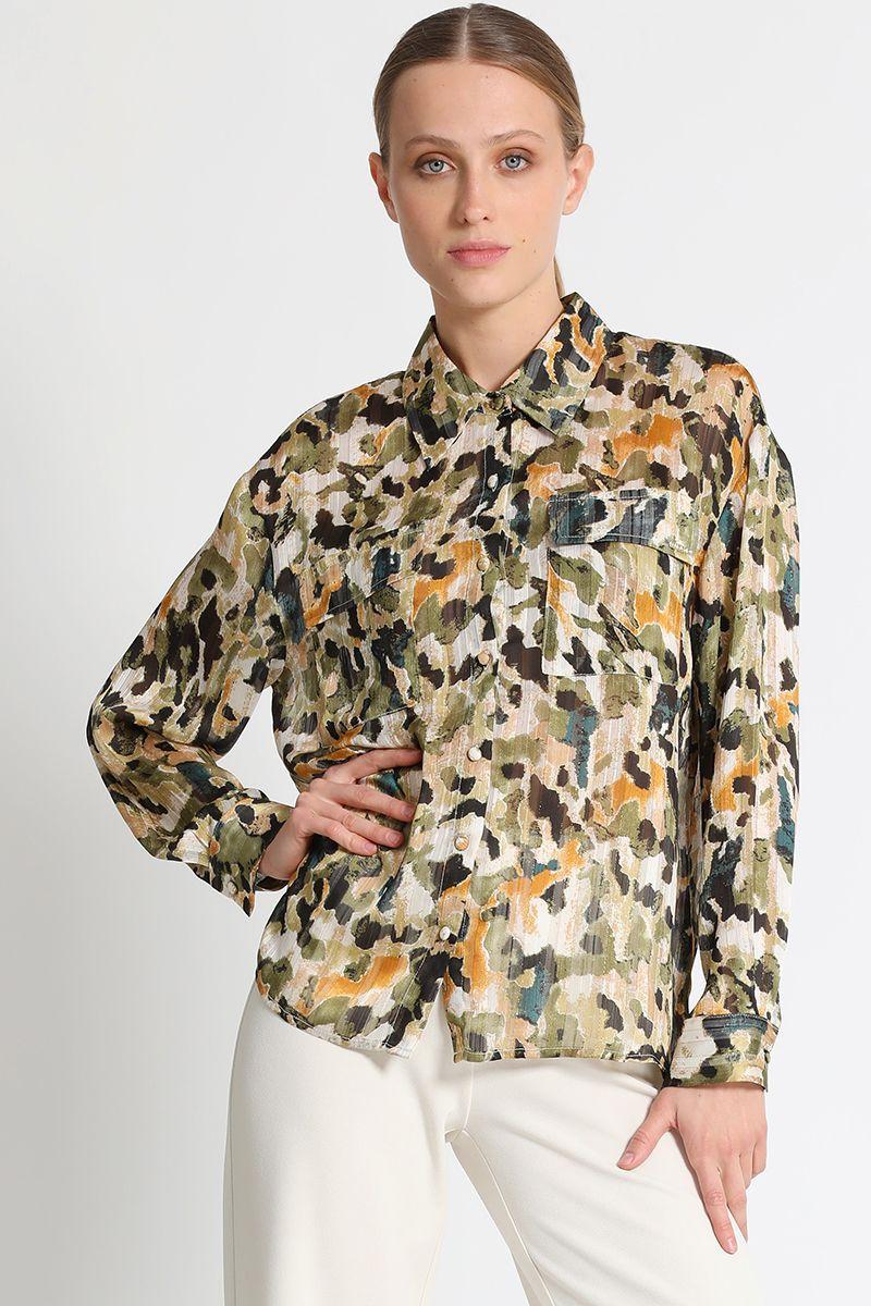 Blusa Camisera Estampada Verde Liola-0