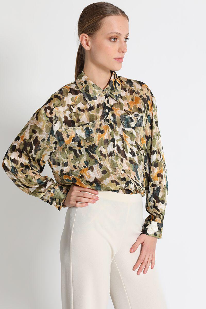 Blusa Camisera Estampada Verde Liola-4