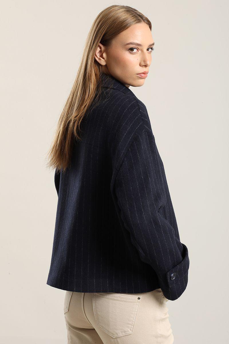 Chaqueta Con Lana, Listado Azul Liola-2