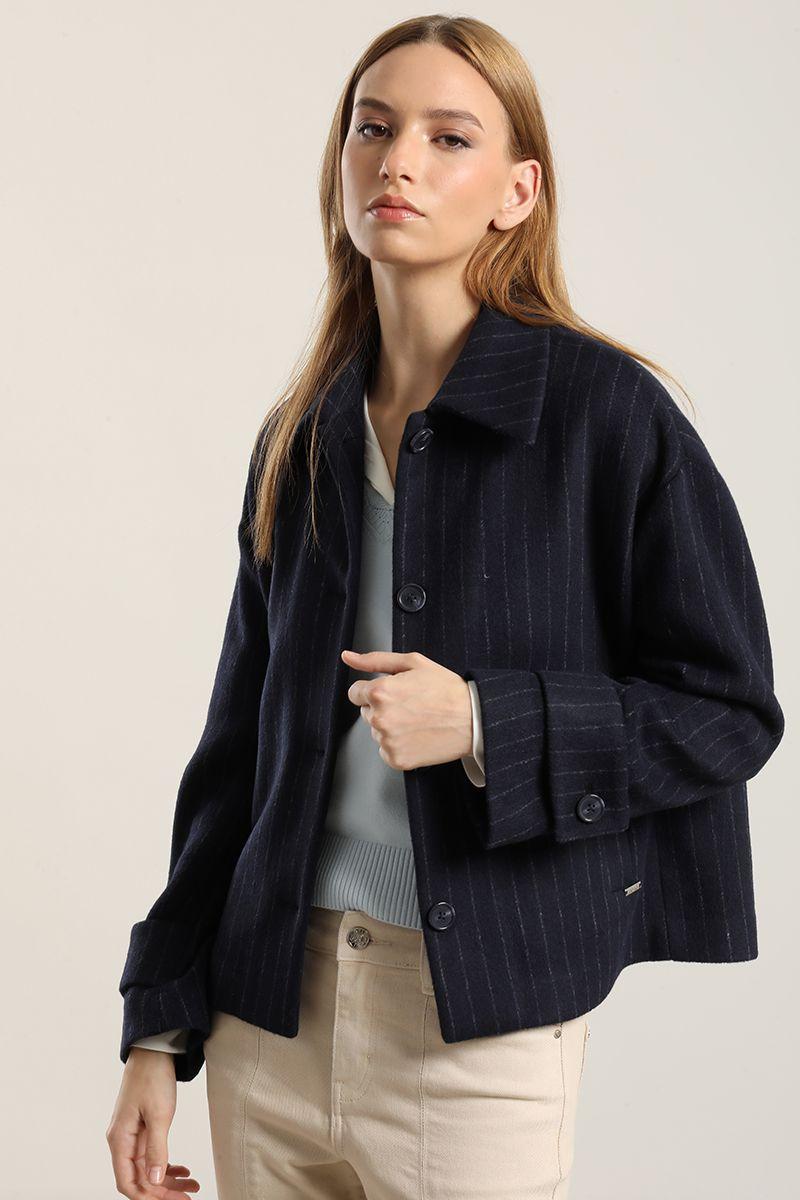 Chaqueta Con Lana, Listado Azul Liola-5