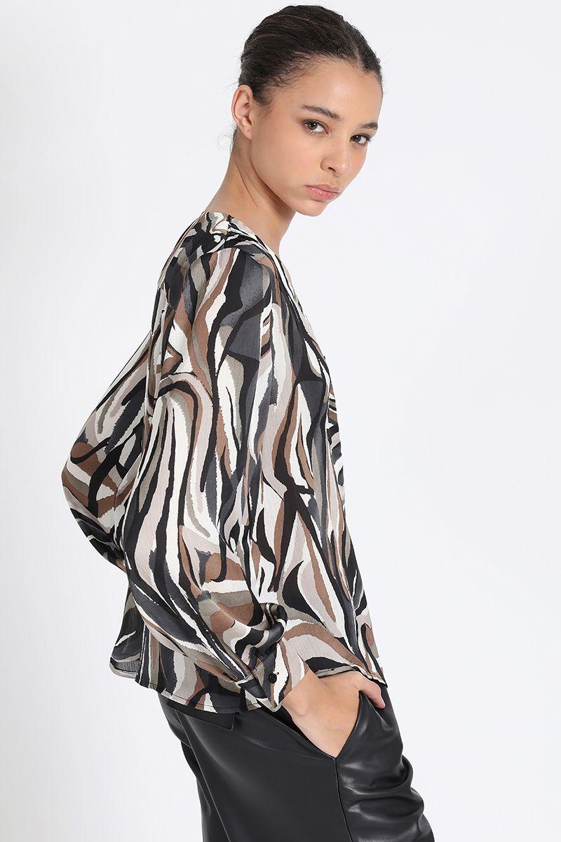 Camisa Estampado Animal, Negro Liola-1