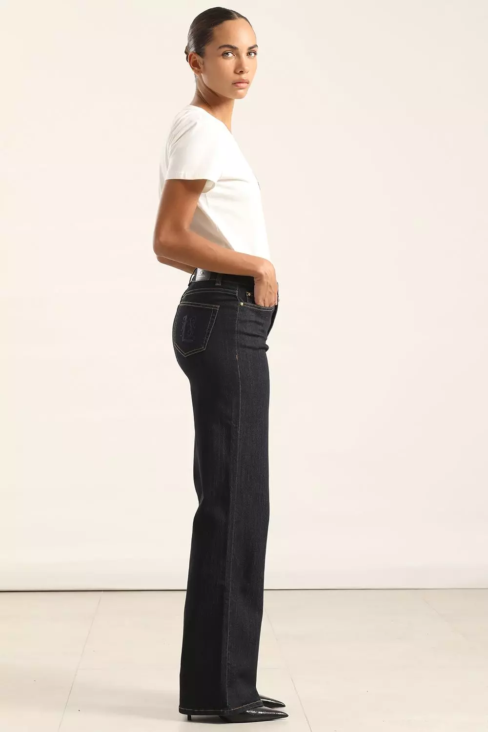 Jeans Straight, Tiro Medio, Indigo Liola-2