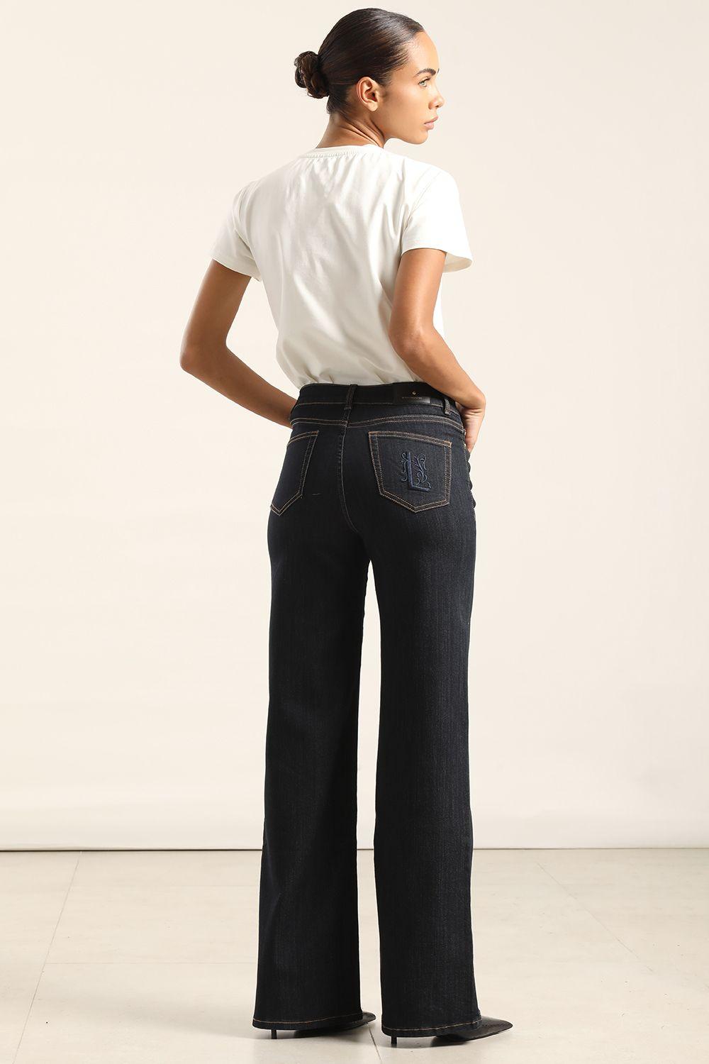 Jeans Straight, Tiro Medio, Indigo Liola-3