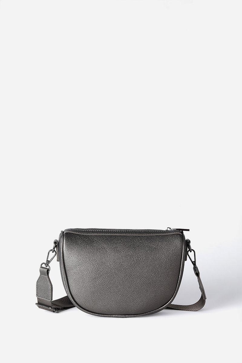 Cartera Metalizada Efecto Cuero Granulado, Gris Liola-2