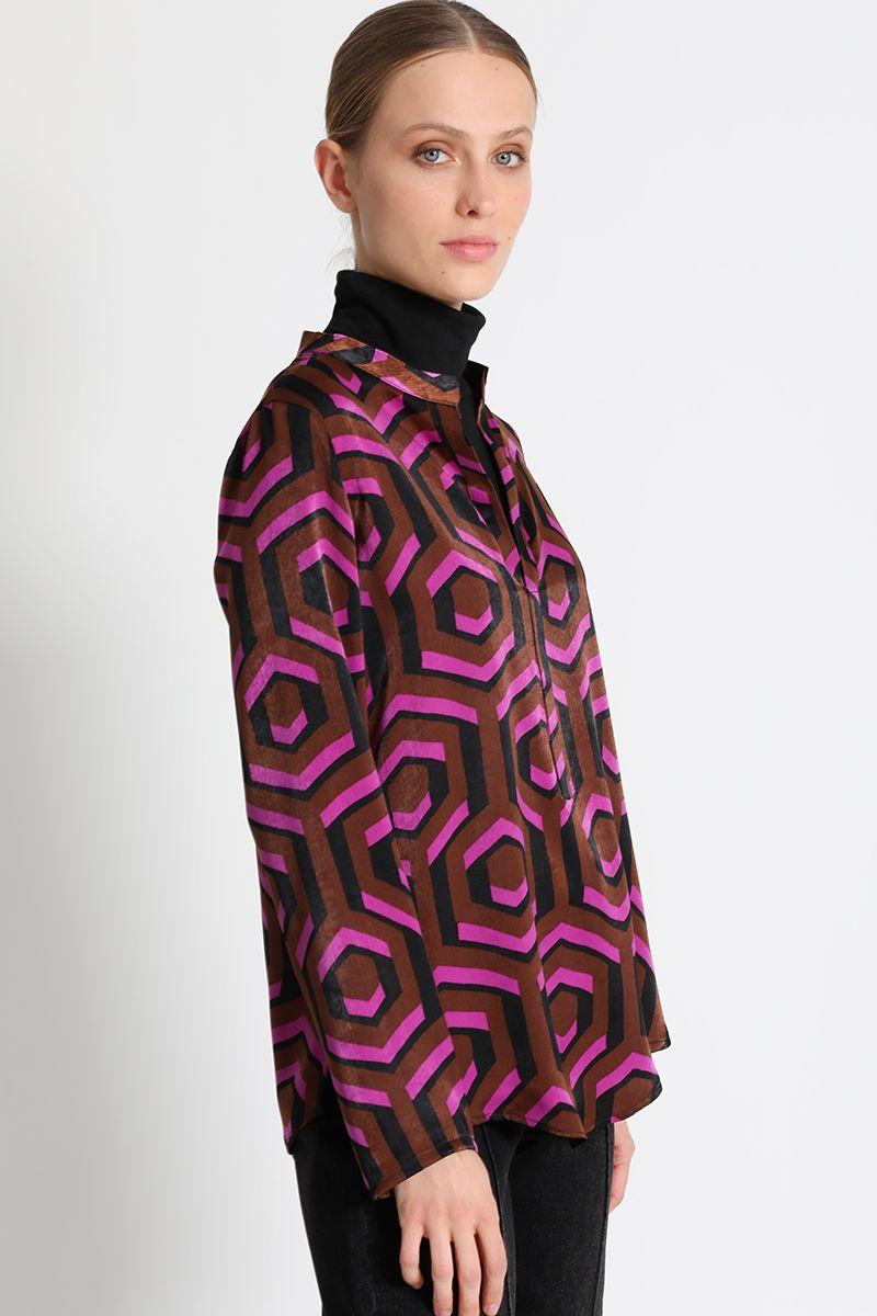 Blusa V Estampado Café Liola-2