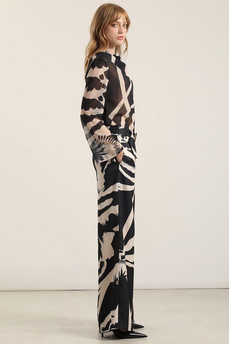 Pantalon Ancho Estampado, Negro Liola-2