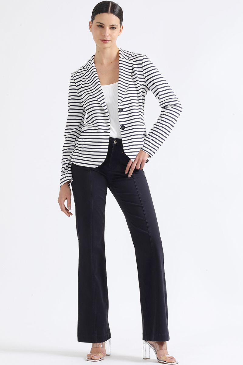 Blazer Jersey Listado Sin Forro, Crudo, Liola-1