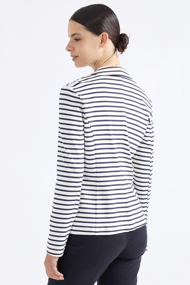 Blazer Jersey Listado Sin Forro, Crudo, Liola-4