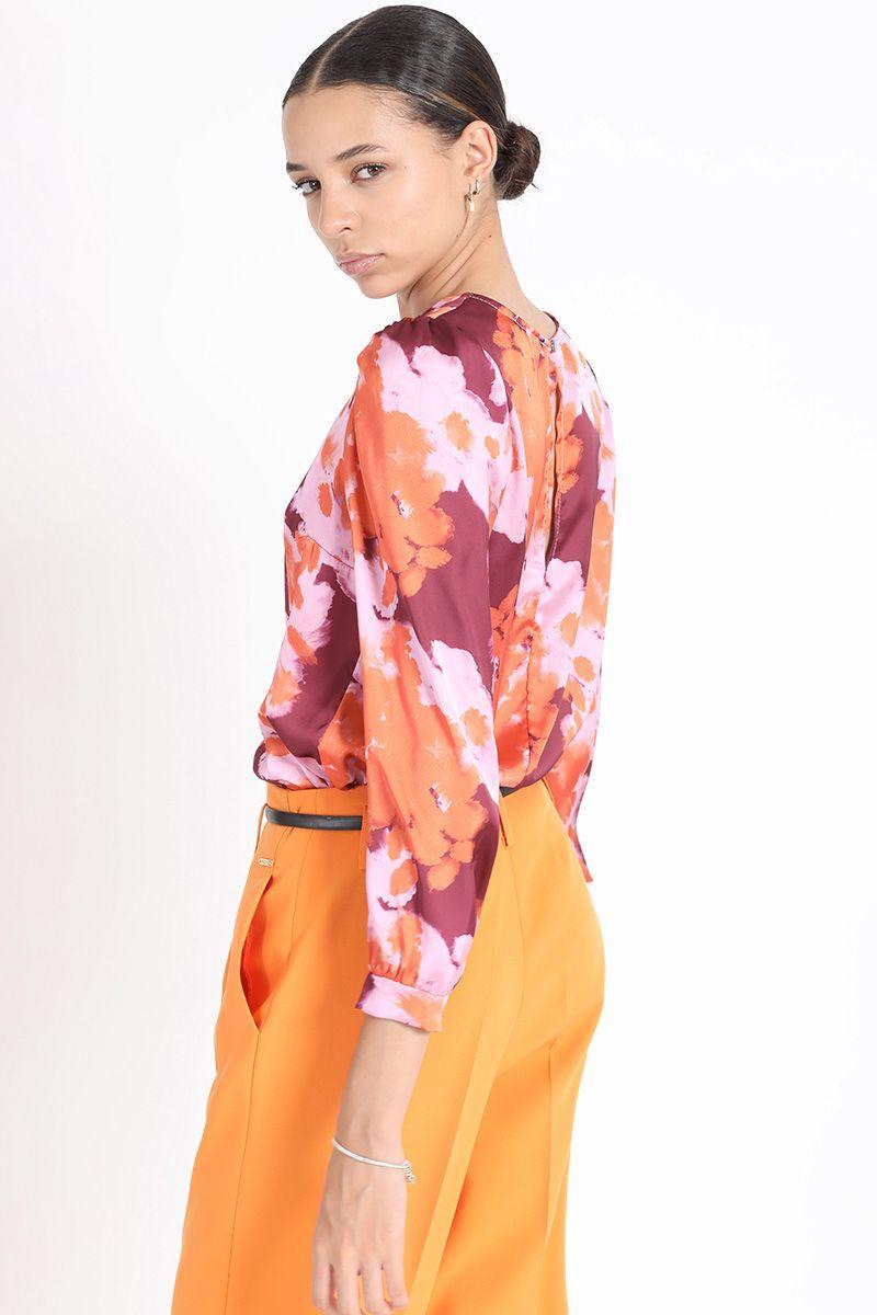Blusa Estampado Flores Naranjo Liola-1