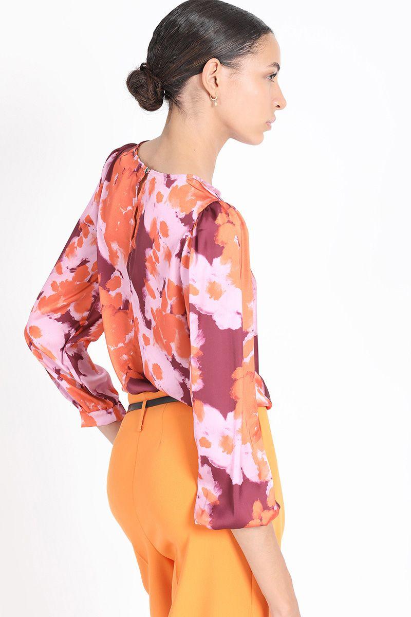 Blusa Estampado Flores Naranjo Liola-2