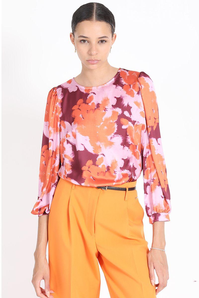 Blusa Estampado Flores Naranjo Liola-3